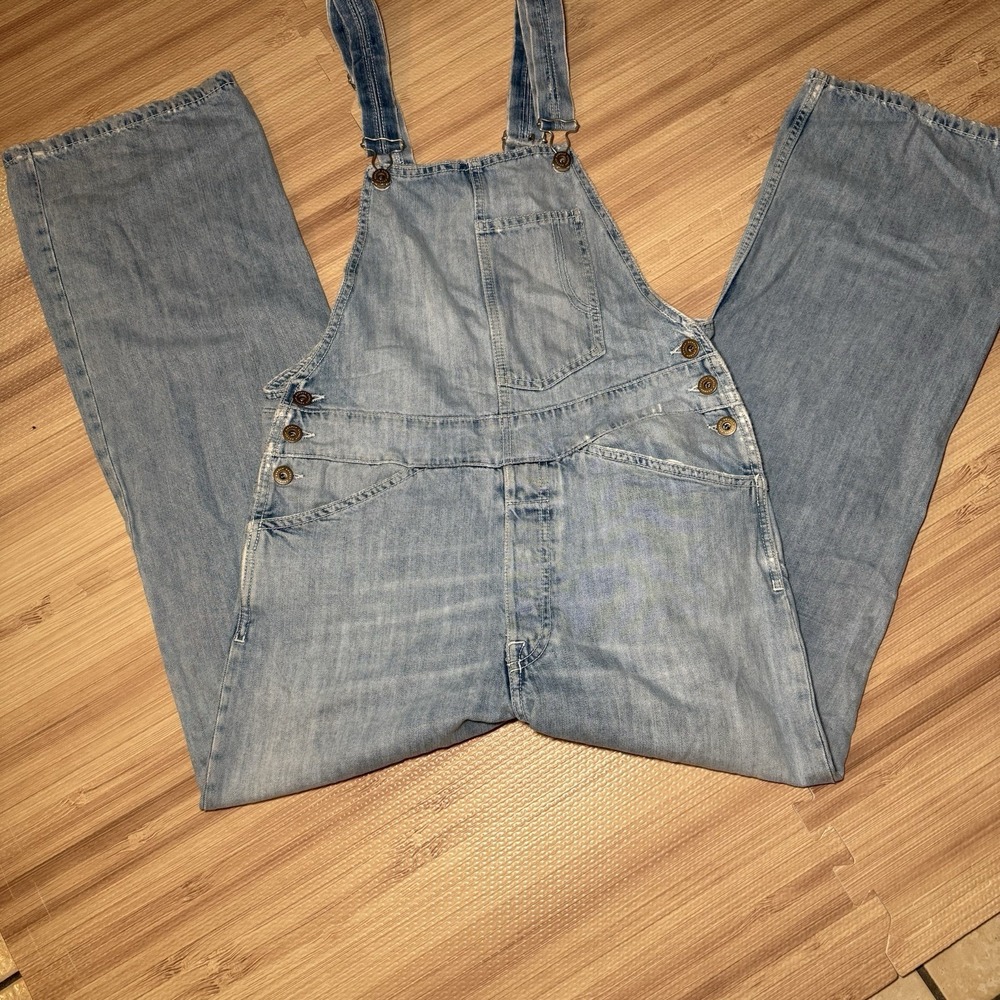 Dondup Denim Overalls Size 28 Light Wash Distressed Straps